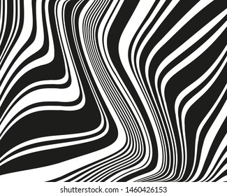 Wave design black and white. Digital image with a psychedelic stripes. Vector illustration  