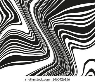 Wave design black and white. Digital image with a psychedelic stripes. Vector illustration  