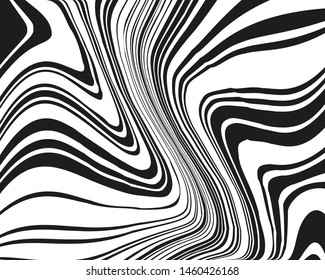 Wave design black and white. Digital image with a psychedelic stripes. Vector illustration  