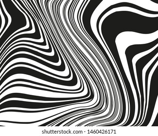 Wave design black and white. Digital image with a psychedelic stripes. Vector illustration  