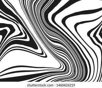 Wave design black and white. Digital image with a psychedelic stripes. Vector illustration  
