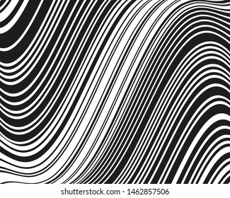 Wave design black and white. Digital image with a psychedelic stripes. Vector illustration   