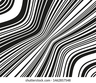 Wave design black and white. Digital image with a psychedelic stripes. Vector illustration   