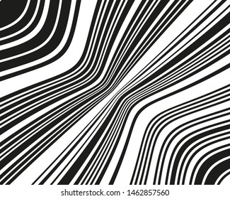 Wave design black and white. Digital image with a psychedelic stripes. Vector illustration   