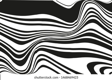 Wave design black and white. Digital image with a psychedelic stripes. Vector illustration  