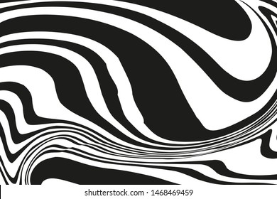 Wave design black and white. Digital image with a psychedelic stripes. Vector illustration  