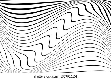 Wave design black and white. Digital image with a psychedelic stripes. Vector illustration Dynamic pattern with colorful wavy lines