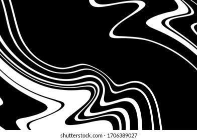  Diseño ondulado en blanco y negro. Imagen digital con rayas psicodélicas. Ilustración del vector  