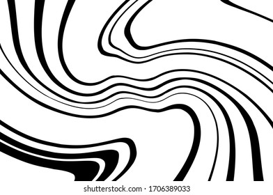  Wave Design schwarz-weiß. Digitales Bild mit psychedelischen Streifen. Vektorillustration  