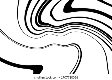Diseño ondulado en blanco y negro. Imagen digital con rayas psicodélicas. Ilustración del vector  