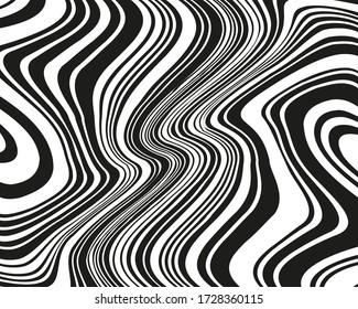 Wave design black and white. Digital image with a psychedelic stripes. Vector illustration   