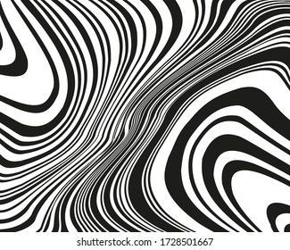 Wave design black and white. Digital image with a psychedelic stripes. Vector illustration  