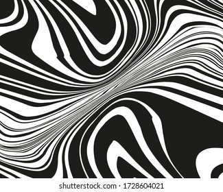 Wave design black and white. Digital image with a psychedelic stripes. Vector illustration  