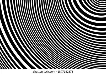  Wave design black and white. Digital image with a psychedelic stripes. Argent base for website, print, basis for banners, wallpapers, business cards, brochure, banner. Line art optical