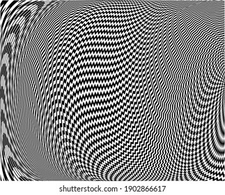 Wave design black and white. Digital image with a psychedelic stripes. Argent base for website, print, basis for banners, wallpapers, business cards, brochure, banner. Line art optical 
