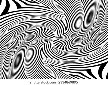 Wave design black and white. Digital image with a psychedelic stripes. Argent base for website, print, basis for banners, wallpapers, business cards, brochure, banner. Line art optical