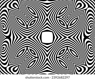 Wave design black and white. Digital image with a psychedelic stripes. Argent base for website, print, basis for banners, wallpapers, business cards, brochure, banner. Line art optical