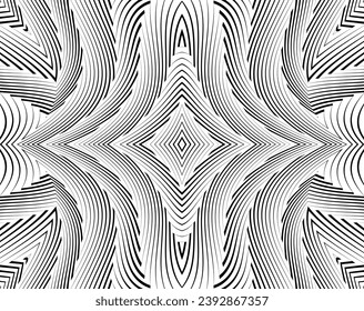 Wave design black and white. Digital image with a psychedelic stripes. Argent base for website, print, basis for banners, wallpapers, business cards, brochure, banner. Line art optical