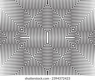 Diseño ondulado en blanco y negro. Imagen digital con franjas psicodélicas. Base argenta para sitio web, impresión, base para banners, fondos de pantalla, tarjetas de visita, folleto, banner. Óptica de arte en línea