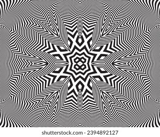 Wave design black and white. Digital image with a psychedelic stripes. Argent base for website, print, basis for banners, wallpapers, business cards, brochure, banner. Line art optical