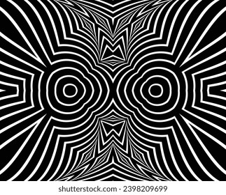 Wave design black and white. Digital image with a psychedelic stripes. Argent base for website, print, basis for banners, wallpapers, business cards, brochure, banner. Line art optical