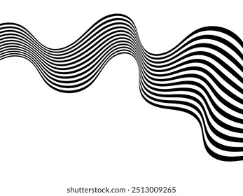 Design de onda preto e branco. Padrão listrado sem emenda. Ilustração vetorial. Linhas de zebra