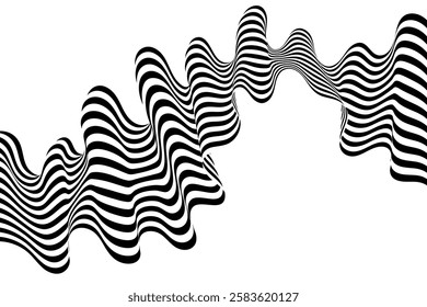 Wave design black and white. Seamless striped pattern. Vector illustration. Zebra lines