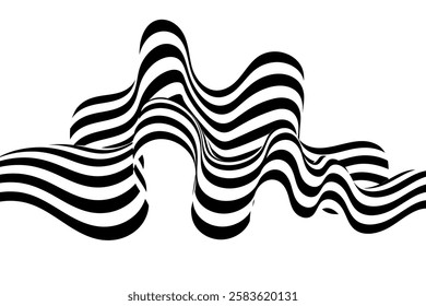 Wave design black and white. Seamless striped pattern. Vector illustration. Zebra lines
