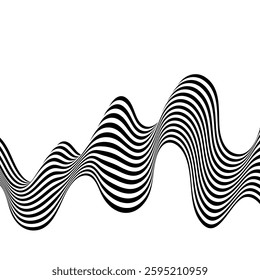 Wave design black and white. Striped pattern. Vector illustration. Zebra lines
