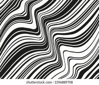 Wave design black and white. Texture with wavy, curves lines. Vector illustration.