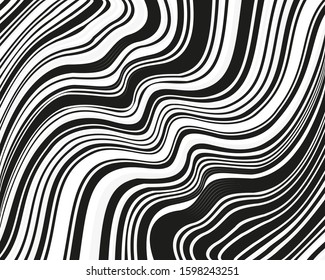 Wave design black and white. Texture with wavy, curves lines. Vector illustration.