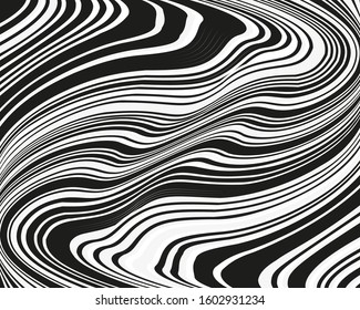 Wave design black and white. Texture with wavy, curves lines. Vector illustration.