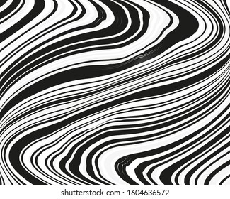 Wave design black and white. Texture with wavy, curves lines. Vector illustration.