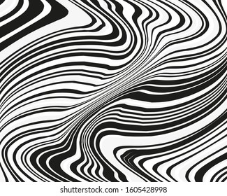Wave design black and white. Texture with wavy, curves lines. Vector illustration.