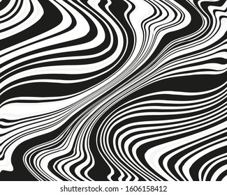 Wave design black and white. Texture with wavy, curves lines. Vector illustration.