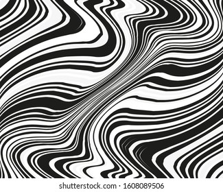 Wave design black and white. Texture with wavy, curves lines. Vector illustration.