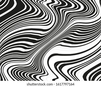 Wave design black and white. Texture with wavy, curves lines. Vector illustration.
