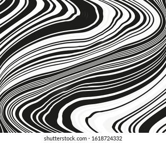 Wave design black and white. Texture with wavy, curves lines. Vector illustration.