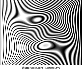 Wave design black and white. Zebra pattern. Digital image with a psychedelic stripes. Vector illustration  
