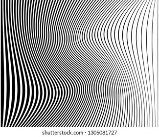 Wave design black and white. Zebra pattern. Digital image with a psychedelic stripes. Vector illustration  