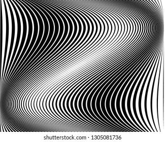 Wave design black and white. Zebra pattern. Digital image with a psychedelic stripes. Vector illustration  