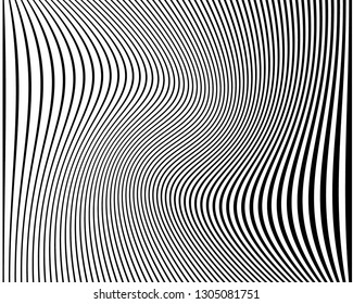 Wave design black and white. Zebra pattern. Digital image with a psychedelic stripes. Vector illustration  