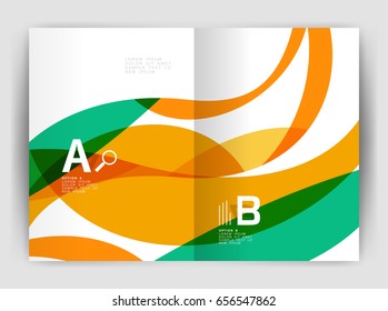 Wave design business brochure or annual report cover. Abstract background