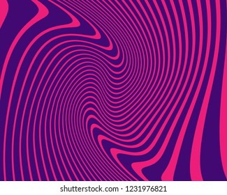 Wave design pink and purple color. Digital image with a psychedelic stripes. Vector illustration  Abstract pattern. Texture with wavy, curves lines. Optical art background.