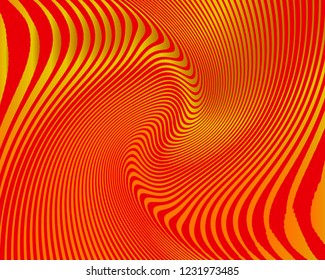 Wave design red and orange. Digital image with a psychedelic stripes. Vector illustration  Abstract pattern. Texture with wavy, curves lines. Optical art background.