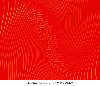 Wave design red and orange. Digital image with a psychedelic stripes. Vector illustration  Abstract pattern. Texture with wavy, curves lines. Optical art background.