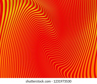 Wave design red and orange. Digital image with a psychedelic stripes. Vector illustration  Abstract pattern. Texture with wavy, curves lines. Optical art background.