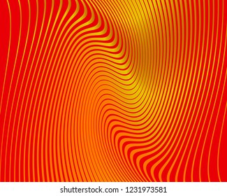 Wave design red and orange. Digital image with a psychedelic stripes. Vector illustration  Abstract pattern. Texture with wavy, curves lines. Optical art background.