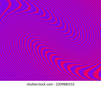 Diseño ondulado con líneas giratorias. Color de neón brillante morado y rosa. Imagen digital con franjas psicodélicas. Ilustración del vector  