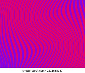 Diseño ondulado con líneas giratorias. Color de neón brillante morado y rosa. Imagen digital con franjas psicodélicas. Ilustración del vector  
